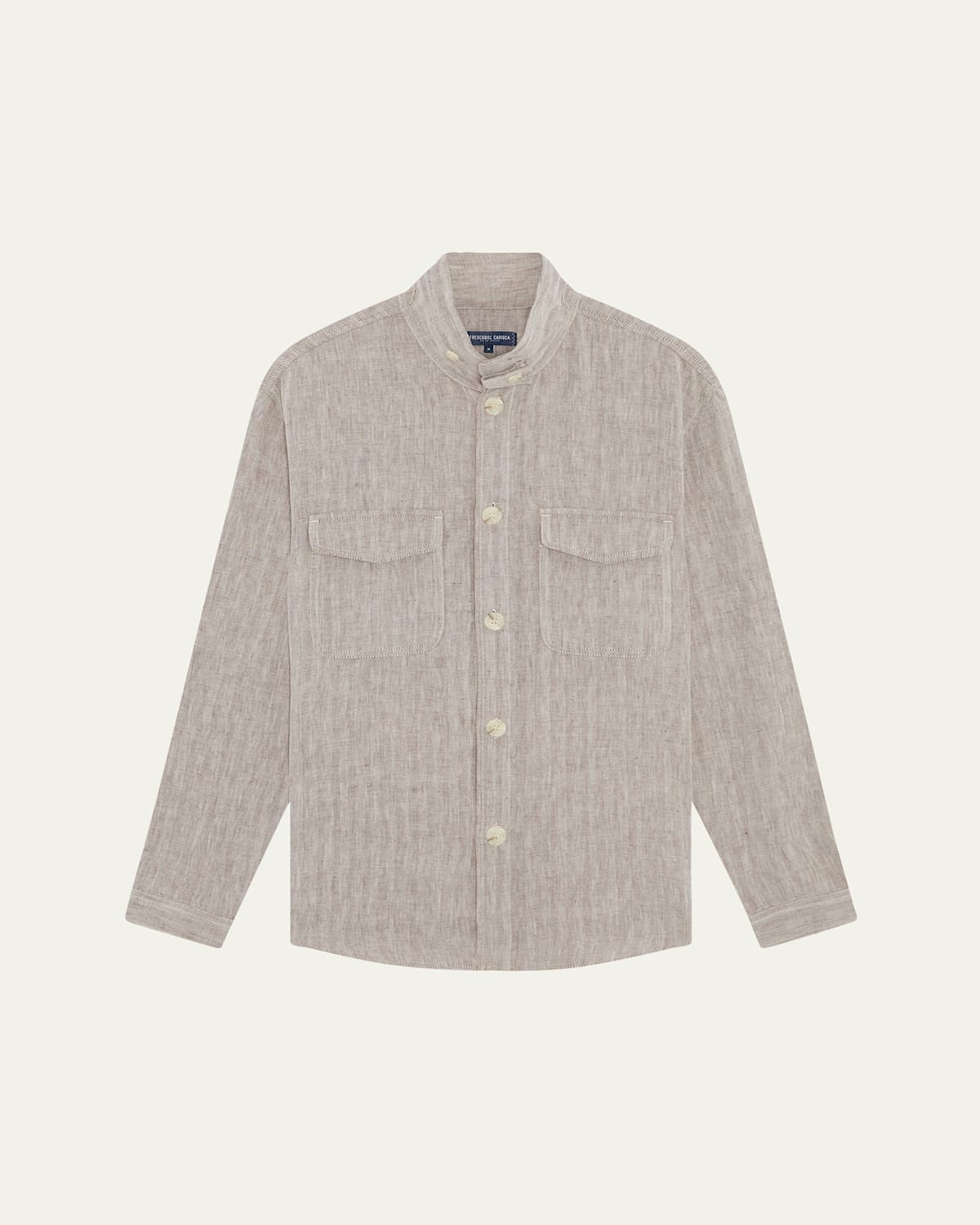 Frescobol Carioca Nuno Casual Linen Blend Shacket In Brown