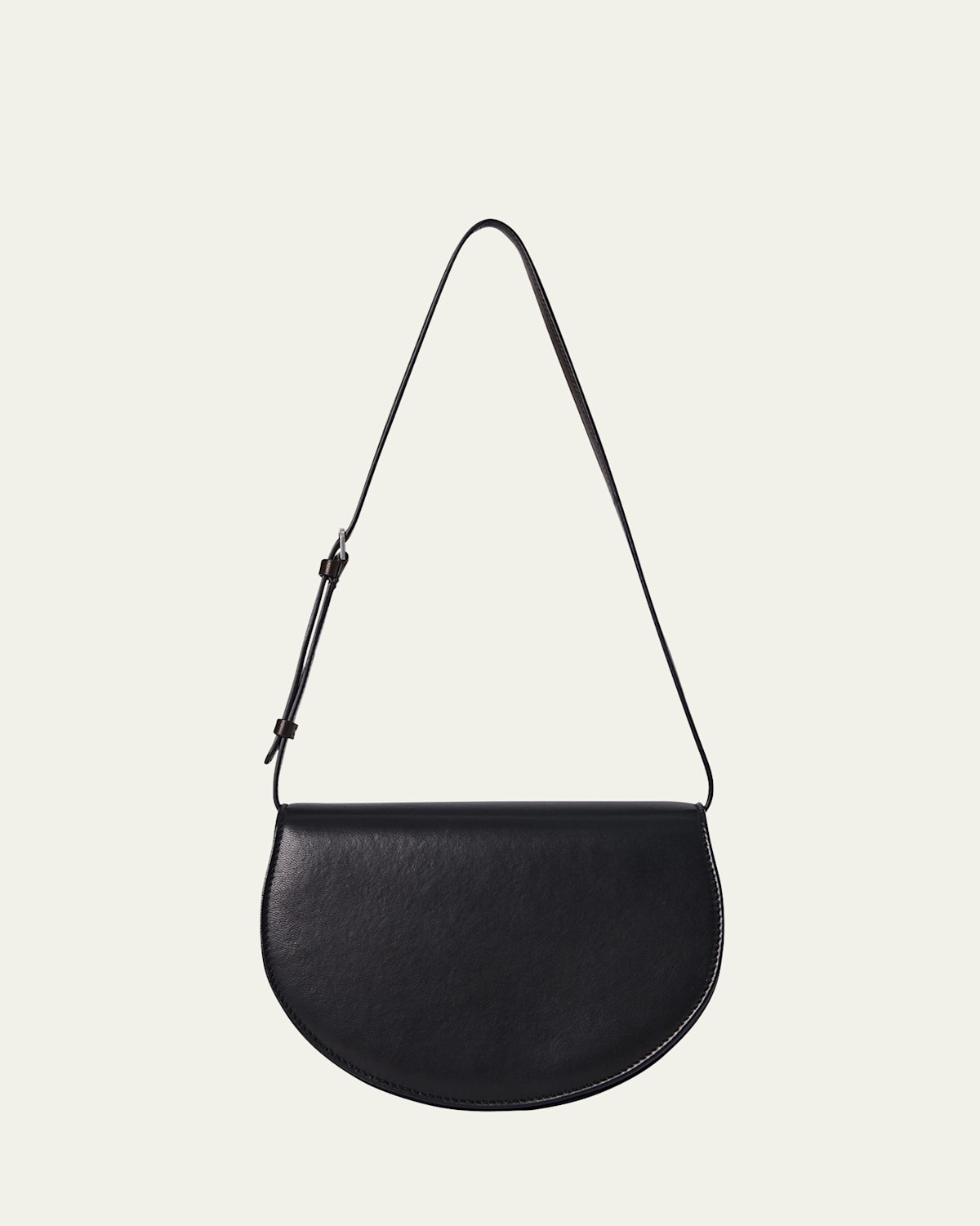 Shop The Row Canteen Saddle Shoulder Bag In Napa Leather In Blans Black Ans