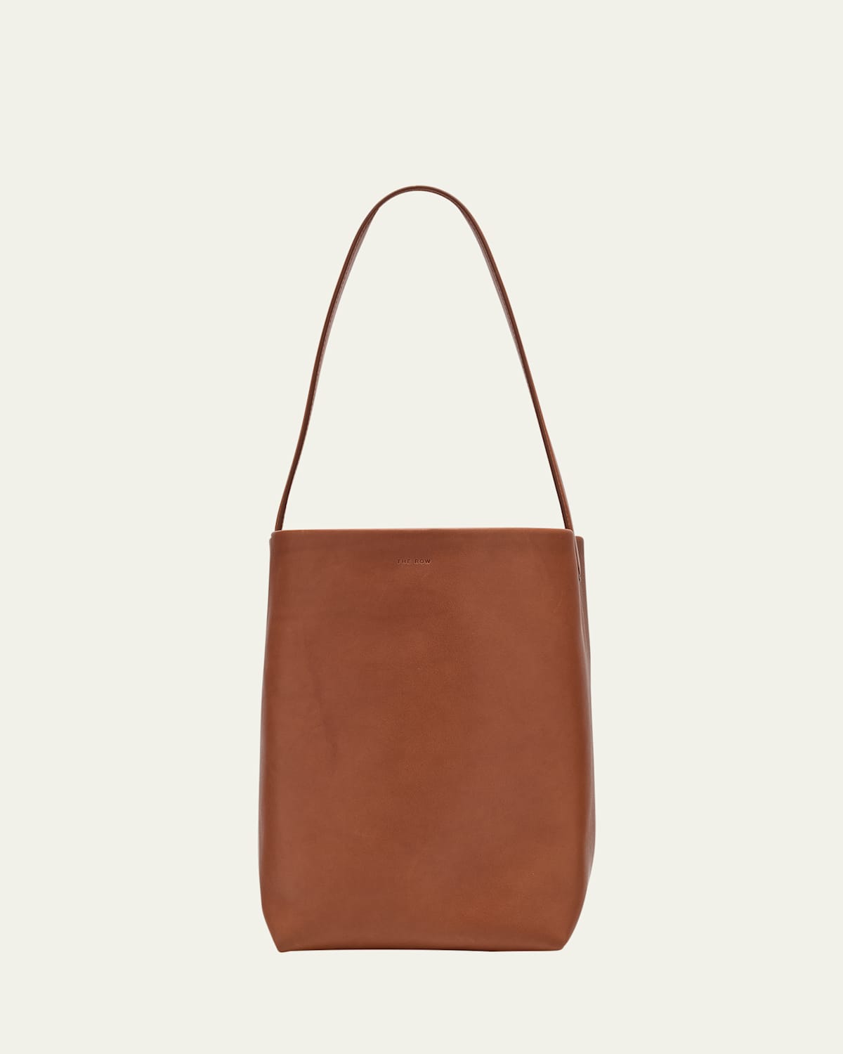 The Row Park Medium North-south Tote Bag In Saddle Leather In Dcu Dark Cuir