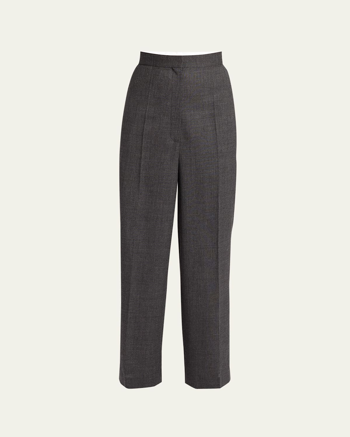 The Row Gordon Wide Leg Wool Pants In Charcoal