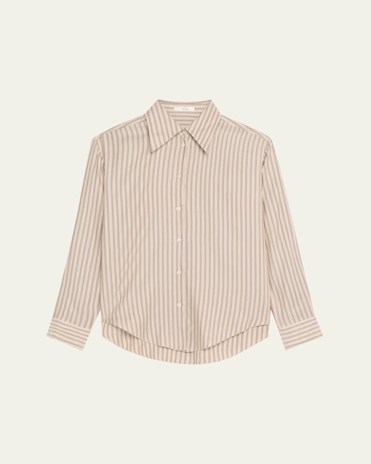 The Row Parave Button Down Silk Blouse In Beigebrown