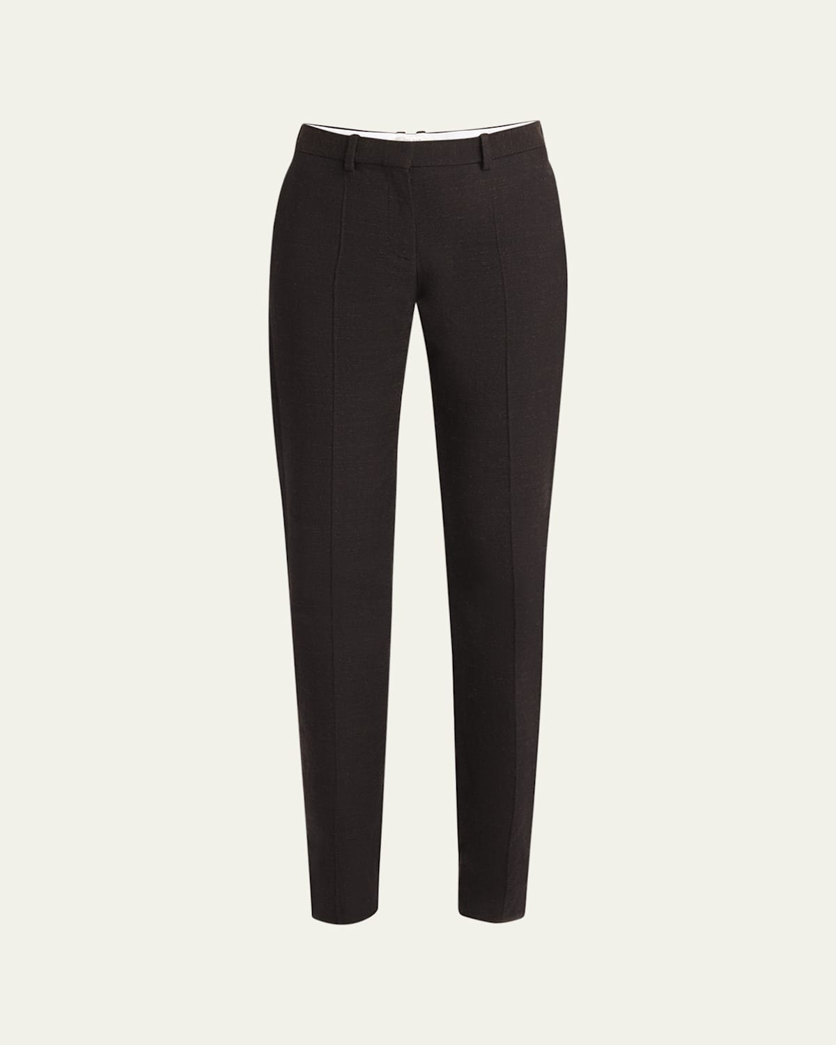 The Row Selvie Skinny Leg Wool Pants In Dark Brown Melange