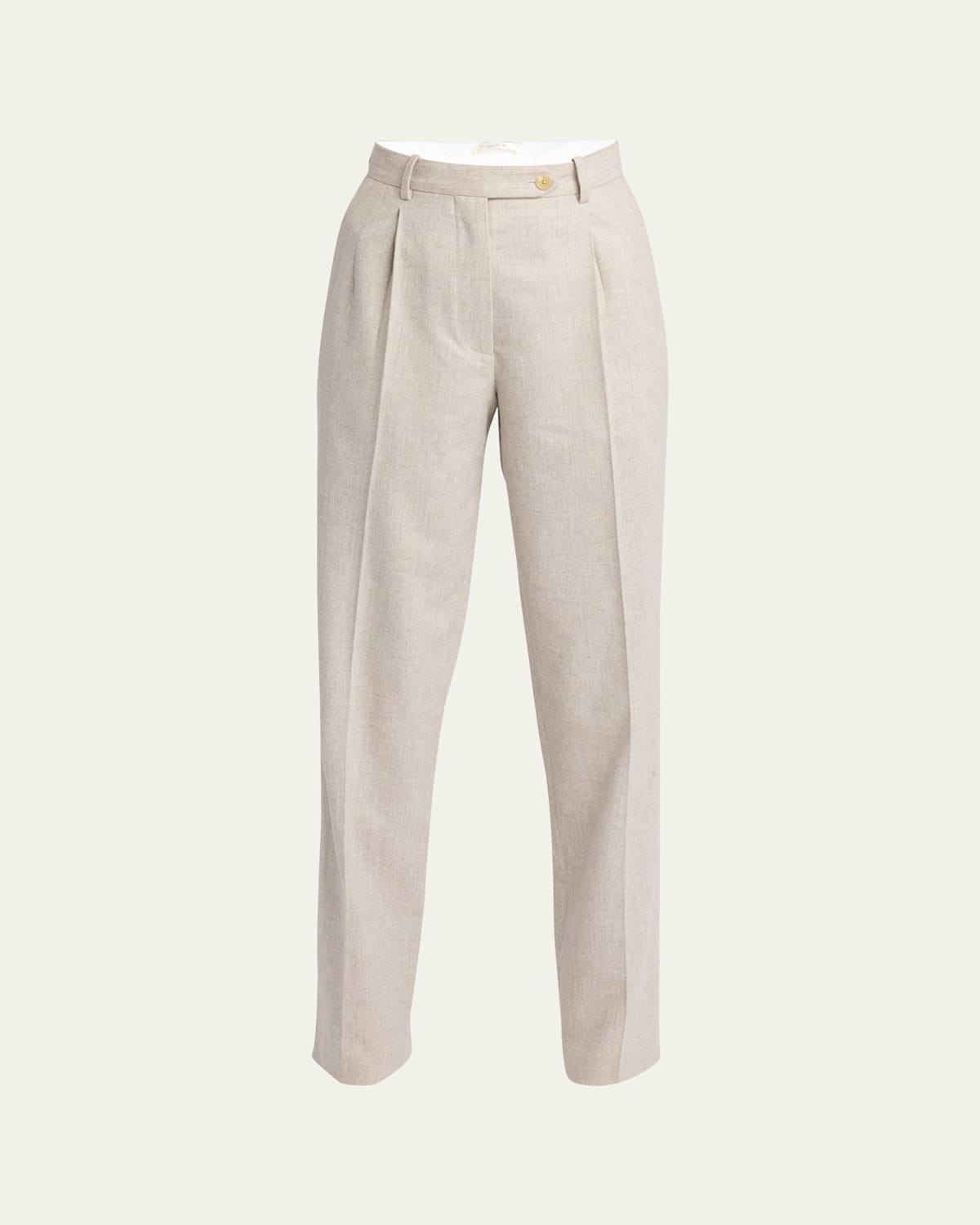 The Row Norbert Pleated Wool Cashmere Pants In Light Pebble