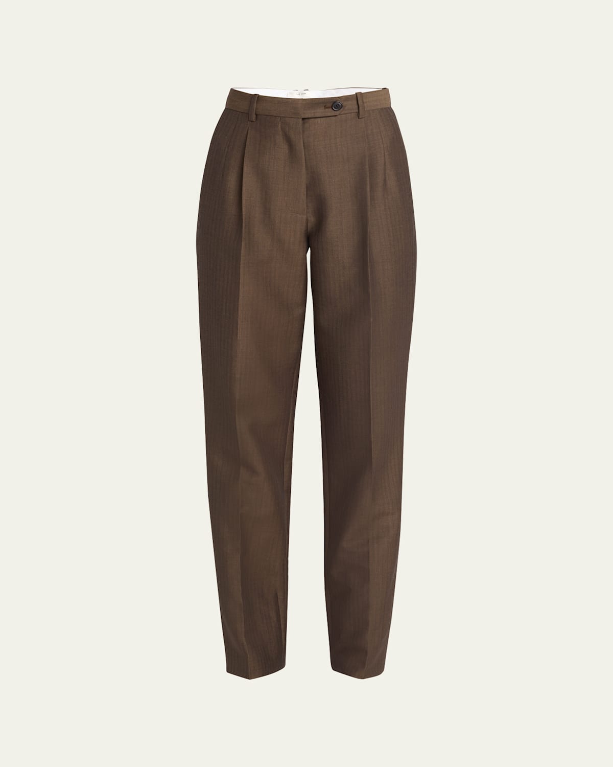 The Row Norbert Pleated Mohair Wool Pants In Dark Beige
