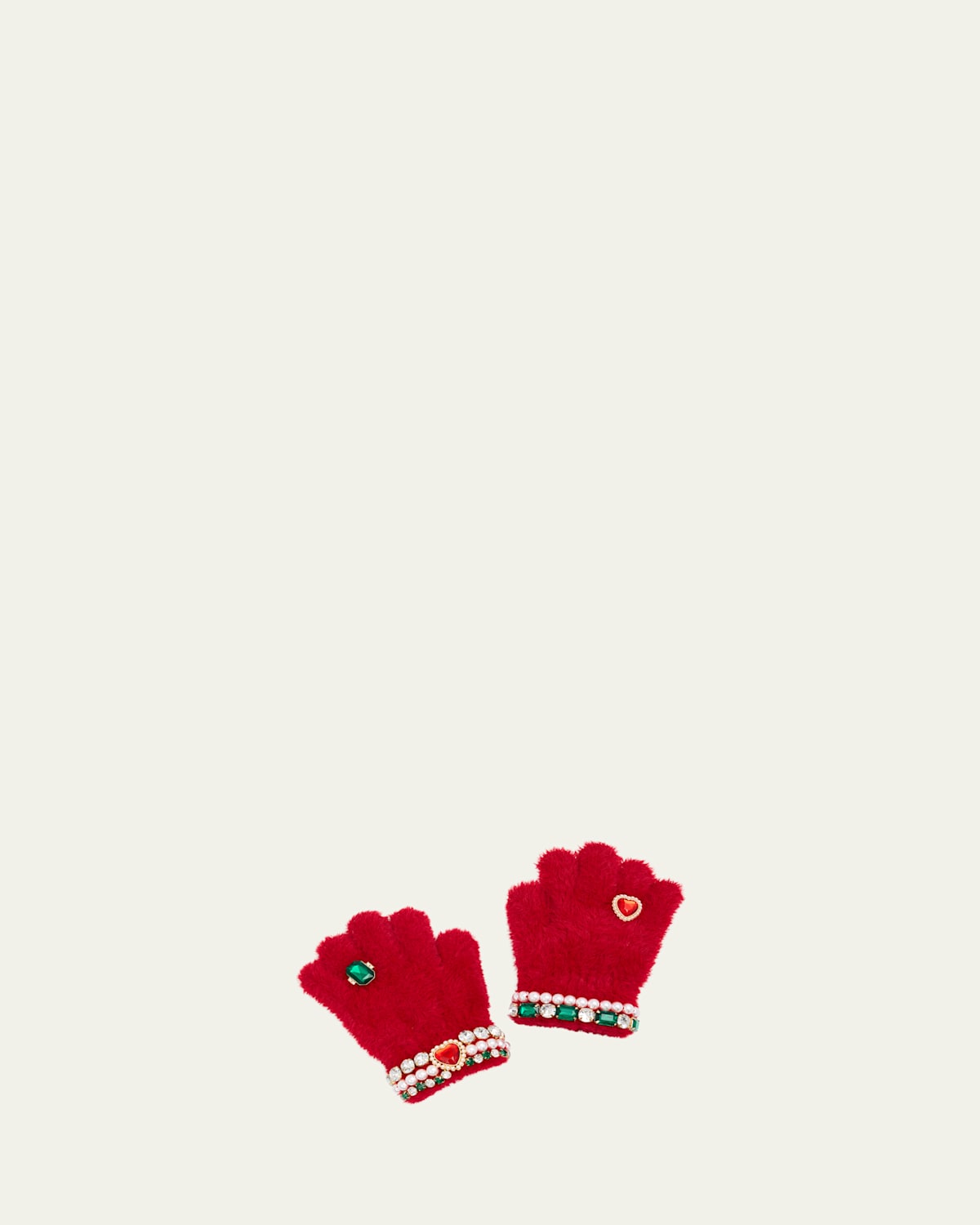Girl's Red Jeweled Gloves