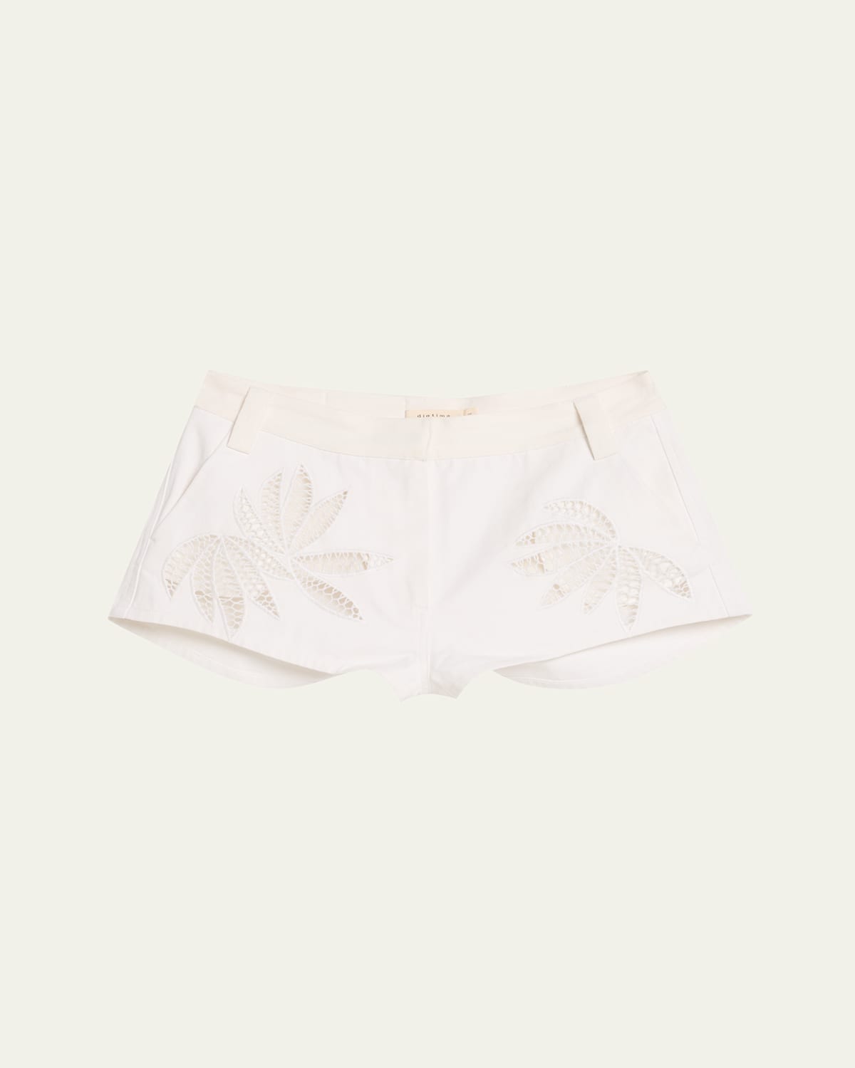 Diotima Rider Botanical Cutwork Mini Shorts In White