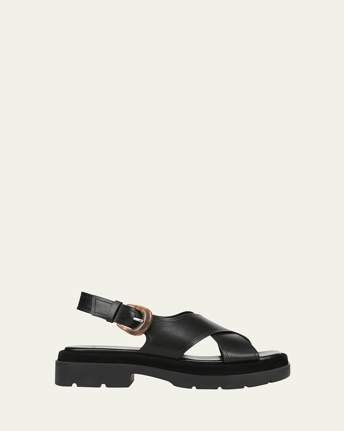 Vince Helena Leather Crisscross Slingback Sandals In Black Leather