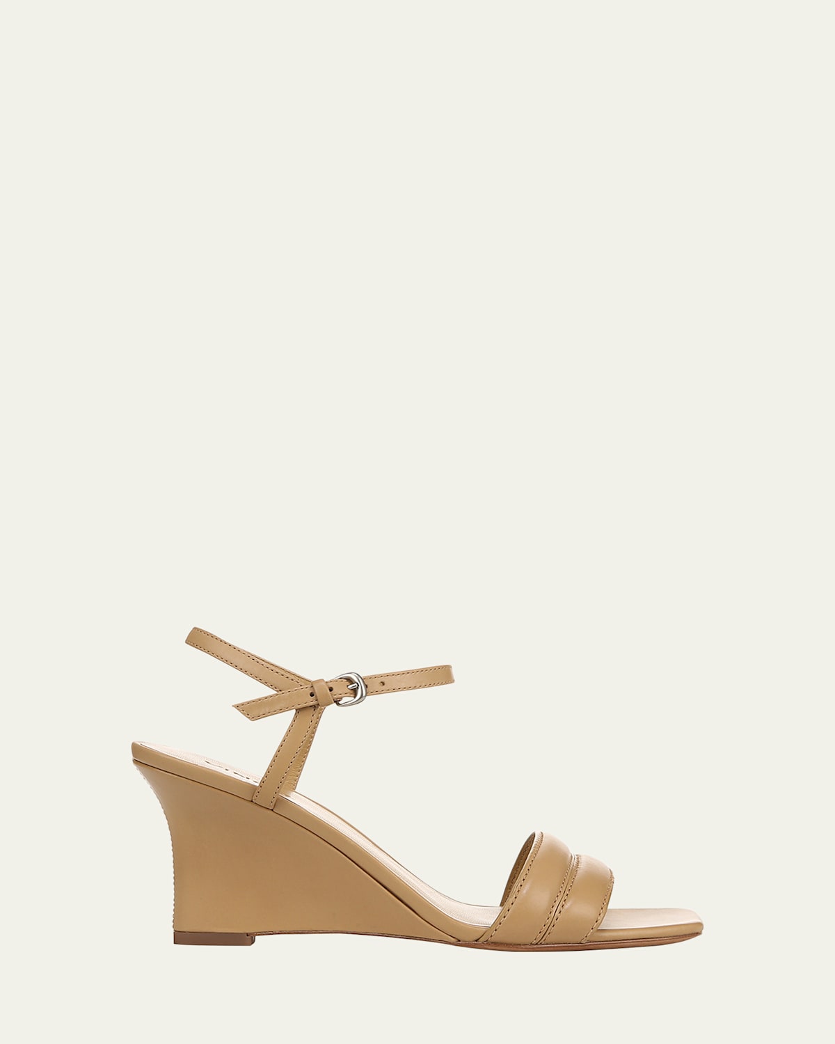 Vince Prema Ankle Strap Wedge Sandal In Light Sable Beige Leather