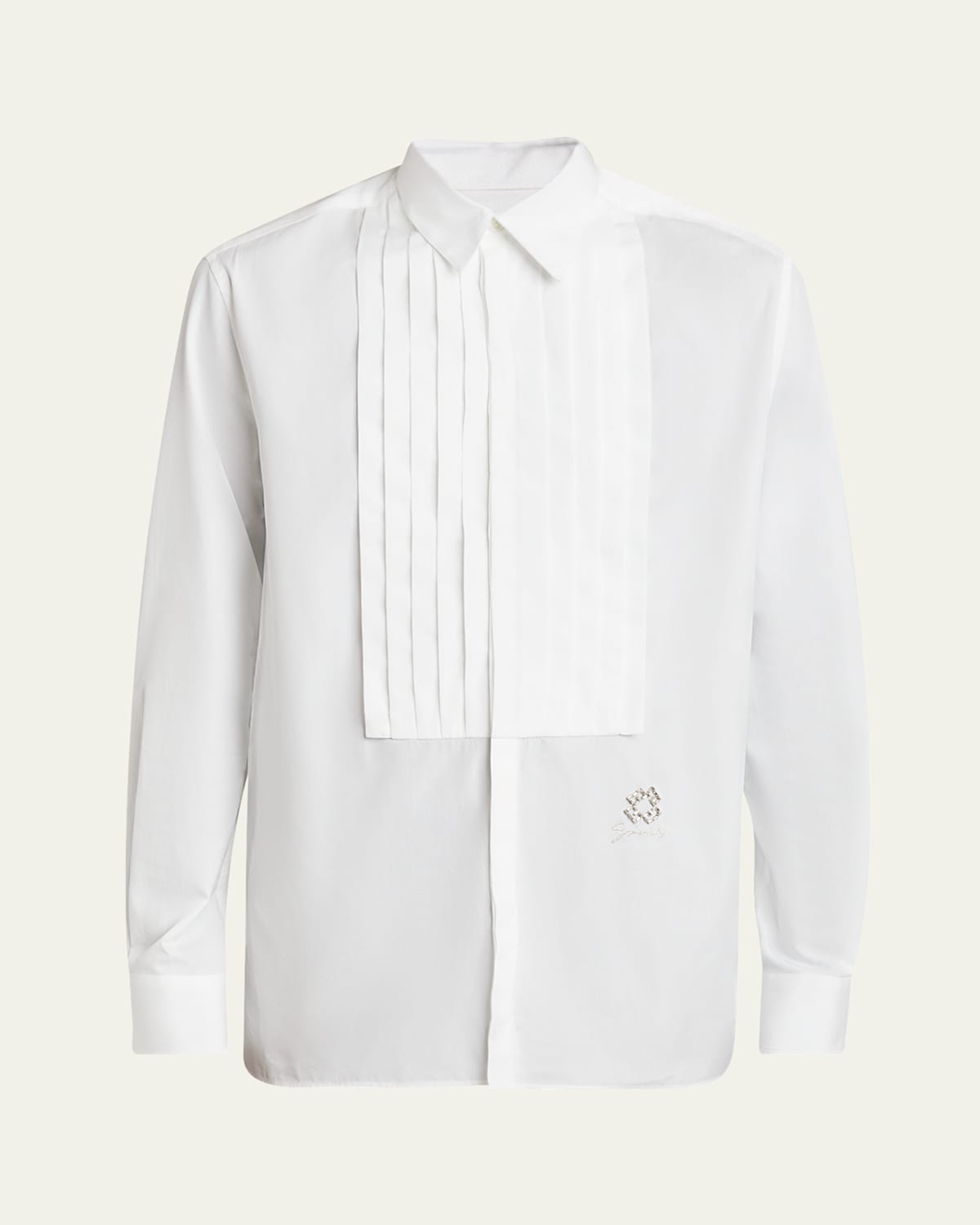 Givenchy Men's Poplin Square-plastron Tuxedo Shirt In White