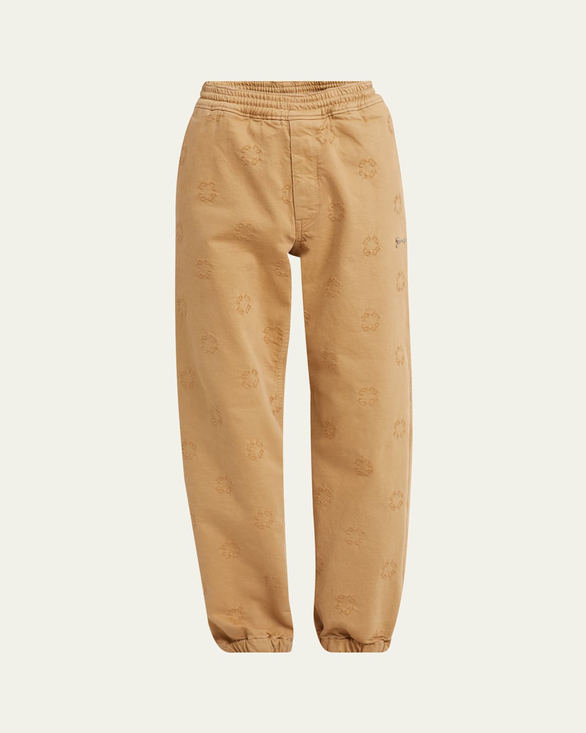 Givenchy Men's Felpa-effect Monogram Denim Pants In Beige