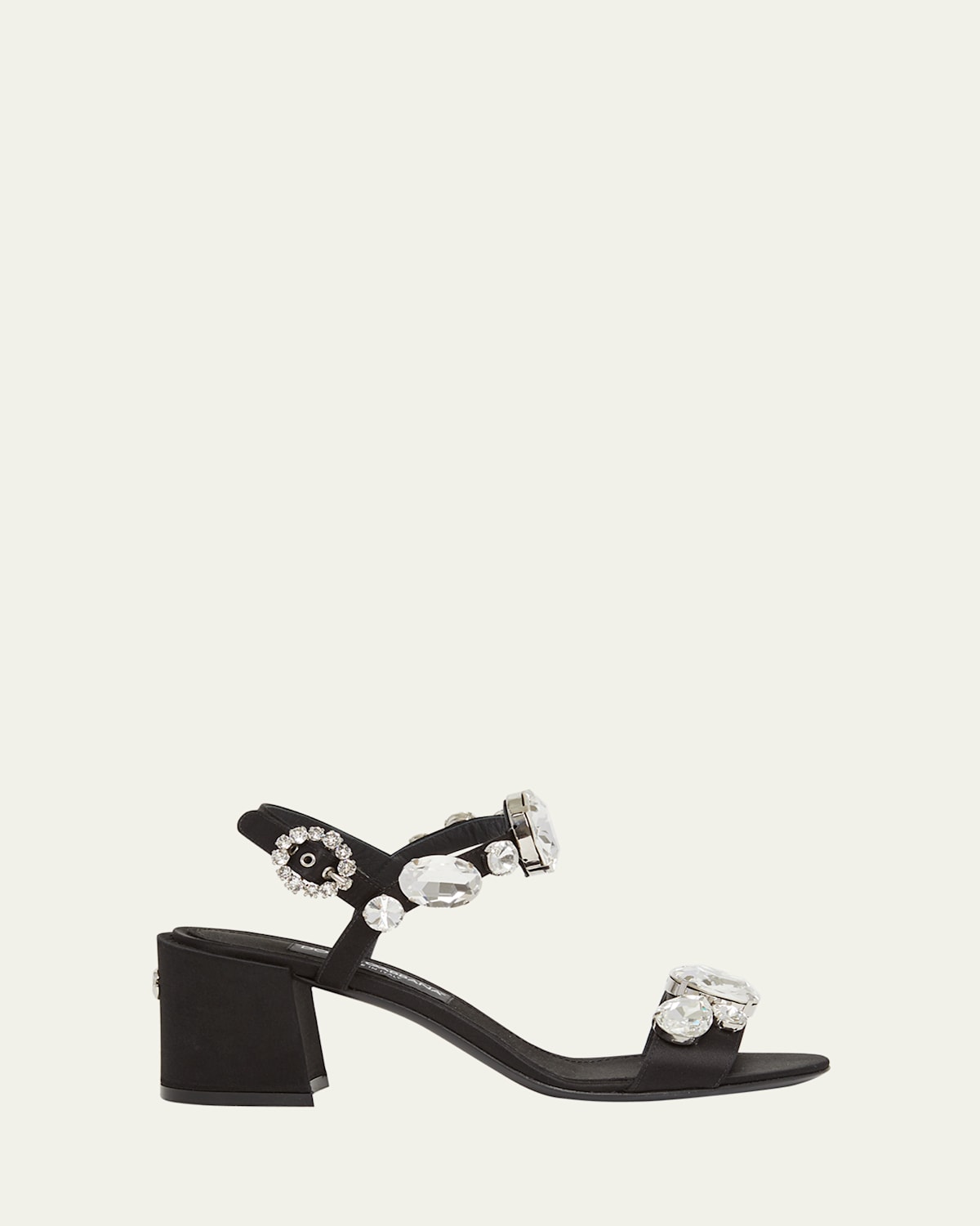 Dolce & Gabbana Keira 60 Embellished Satin Sandals In Nero Crystal