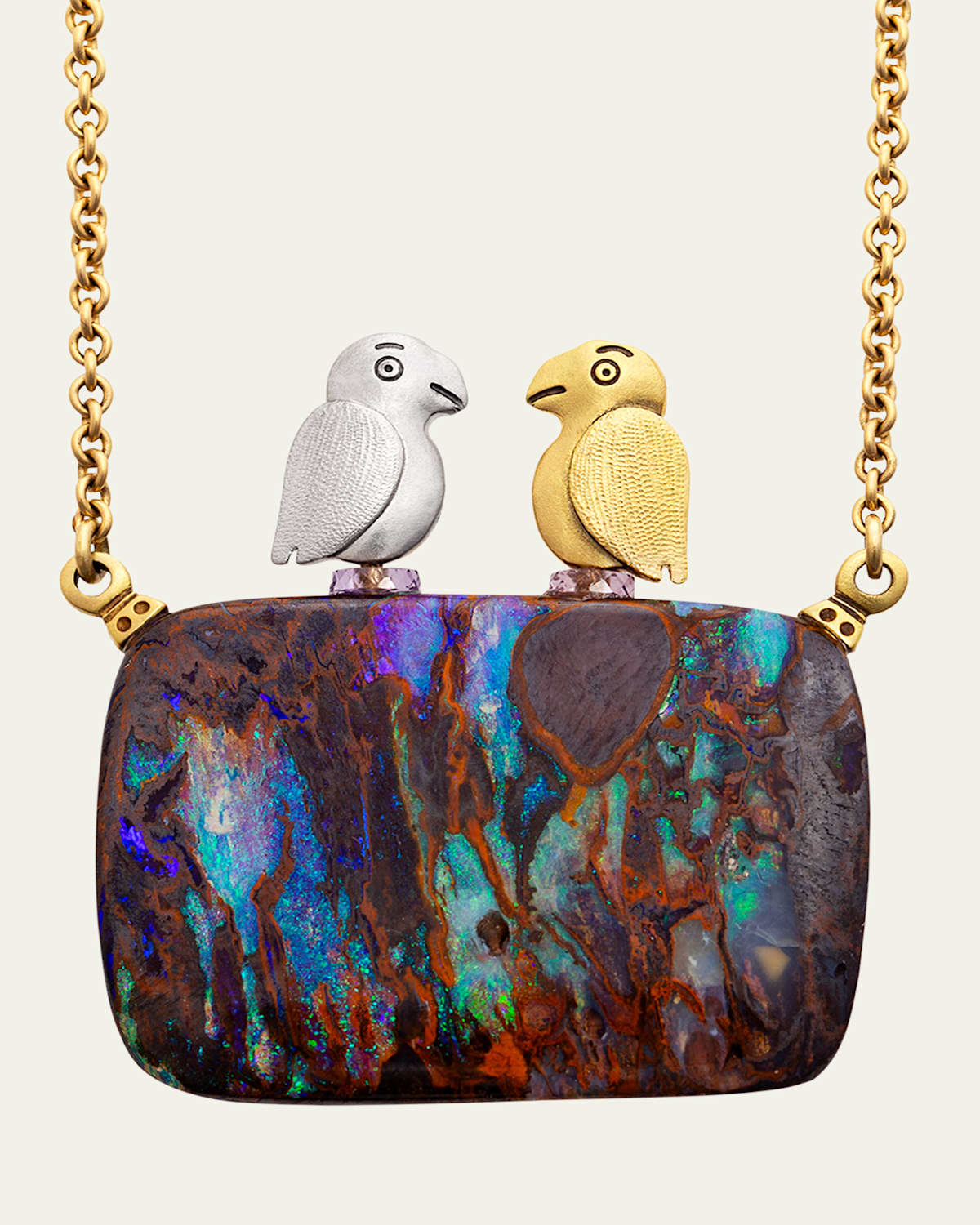 One-Of-A-Kind Fable Animals and Strange Characters Boulder Opal Pendant