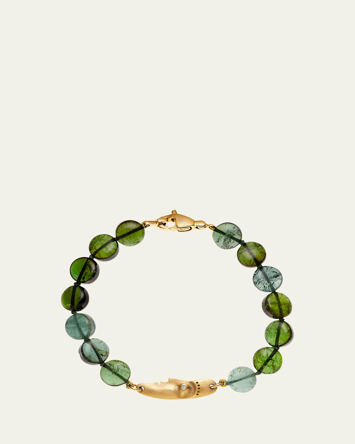 18K Yellow Gold The Big Sleep Beaded Bracelet with Diamond, Sapphire, and Tourmaline