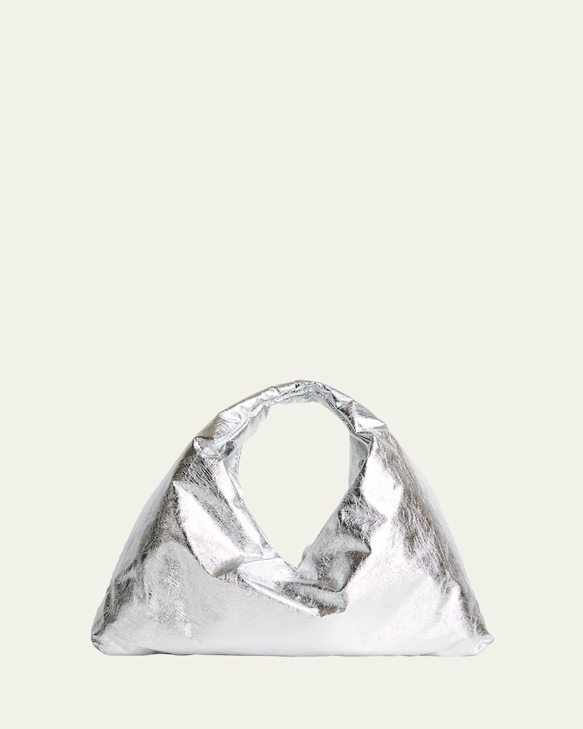 Kassl Anchor Small Metallic Top-handle Bag In Silver Lacquer Canvas