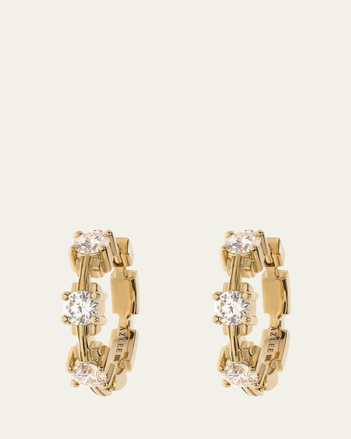 18K Yellow Gold Pirouette Medium Diamond Hoop Earrings