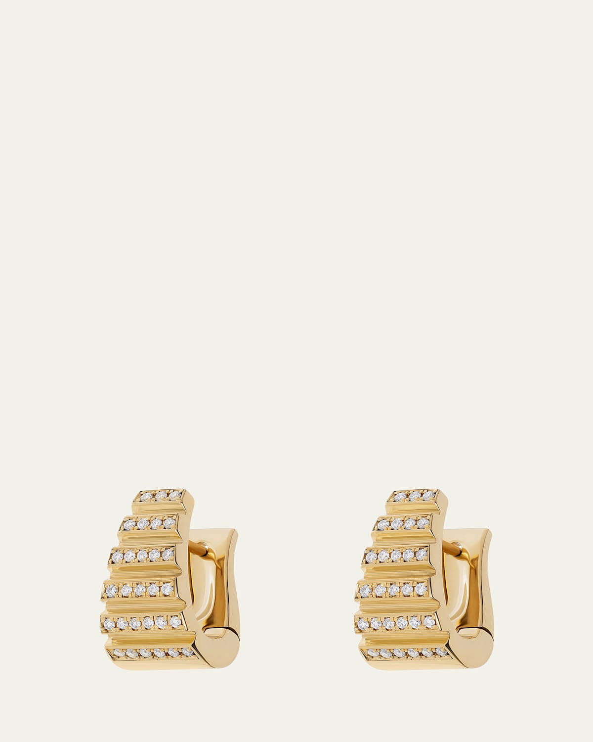 18K Yellow Gold Scalier Large Pave Diamond Hoop Earrings