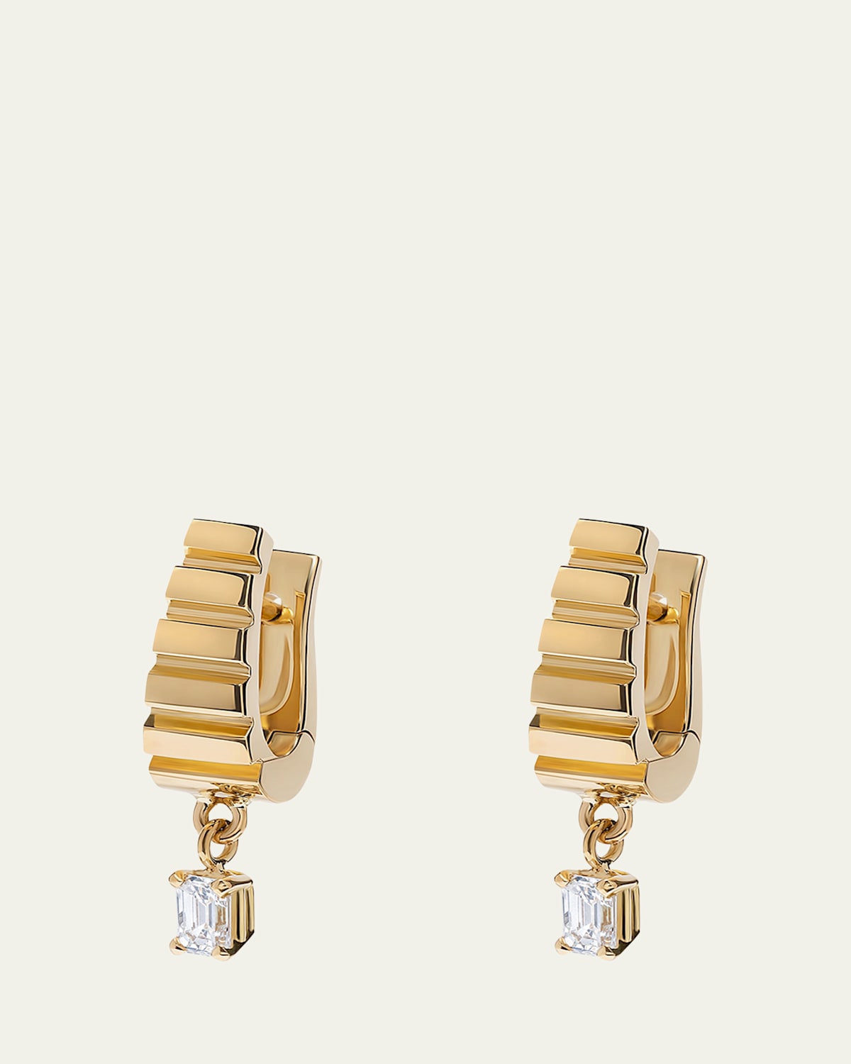 18K Yellow Gold Escalier Small Diamond Hoop Earrings