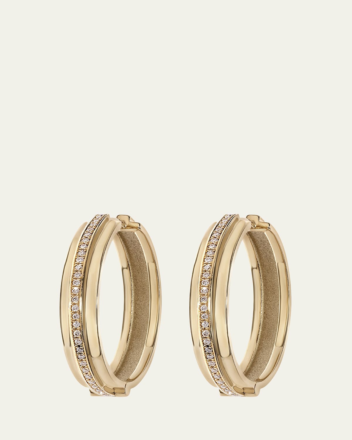 18K Yellow Gold Staircase 3-Tier Hinged Diamond Hoop Earrings