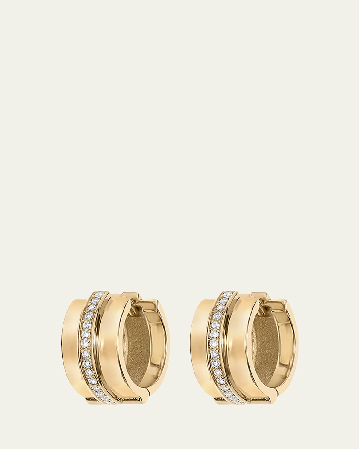 18K Yellow Gold Staircase 3-Tier Hinged Diamond Huggie Earrings