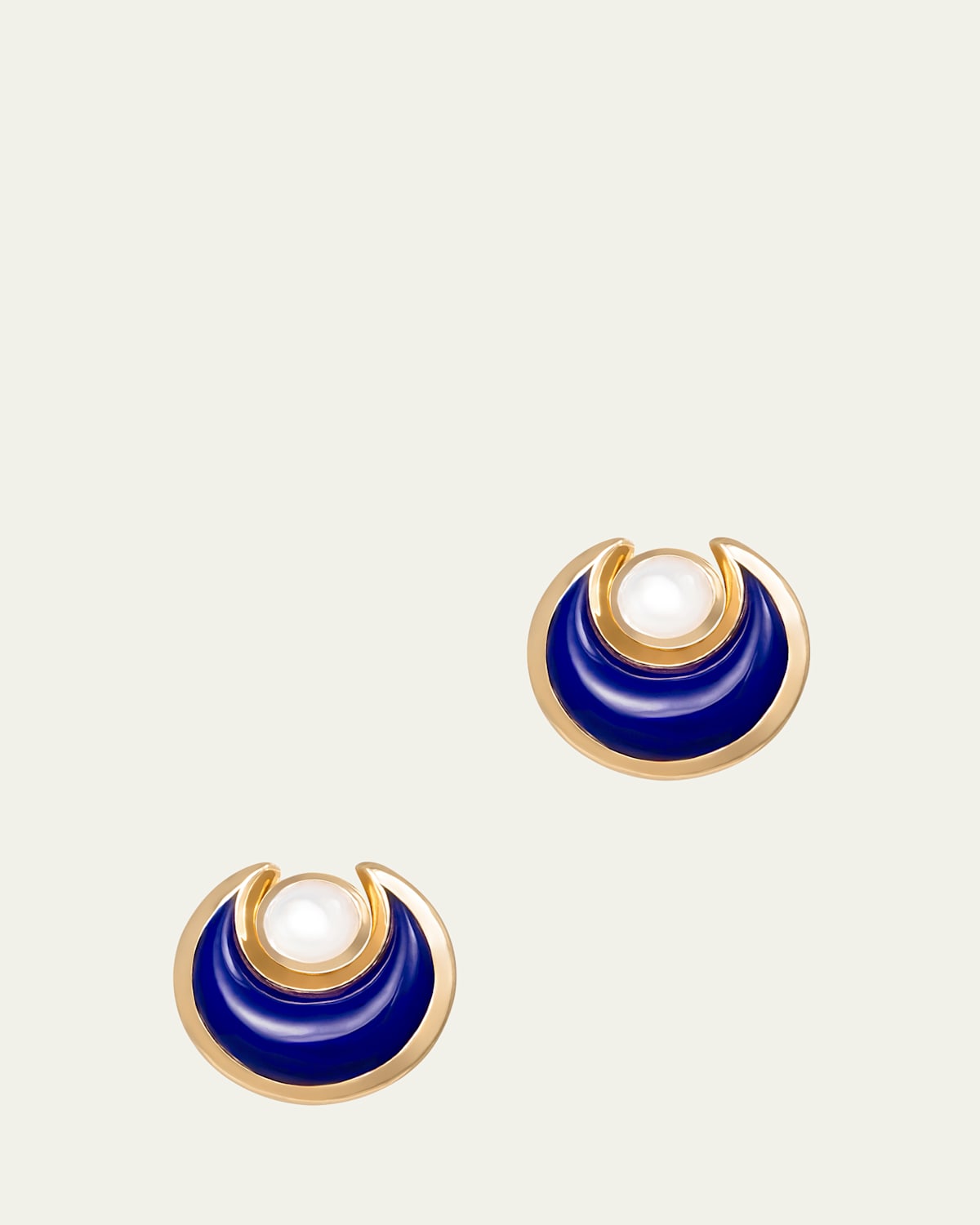 Circus Moon Pearl and Lapis Stud Earrings