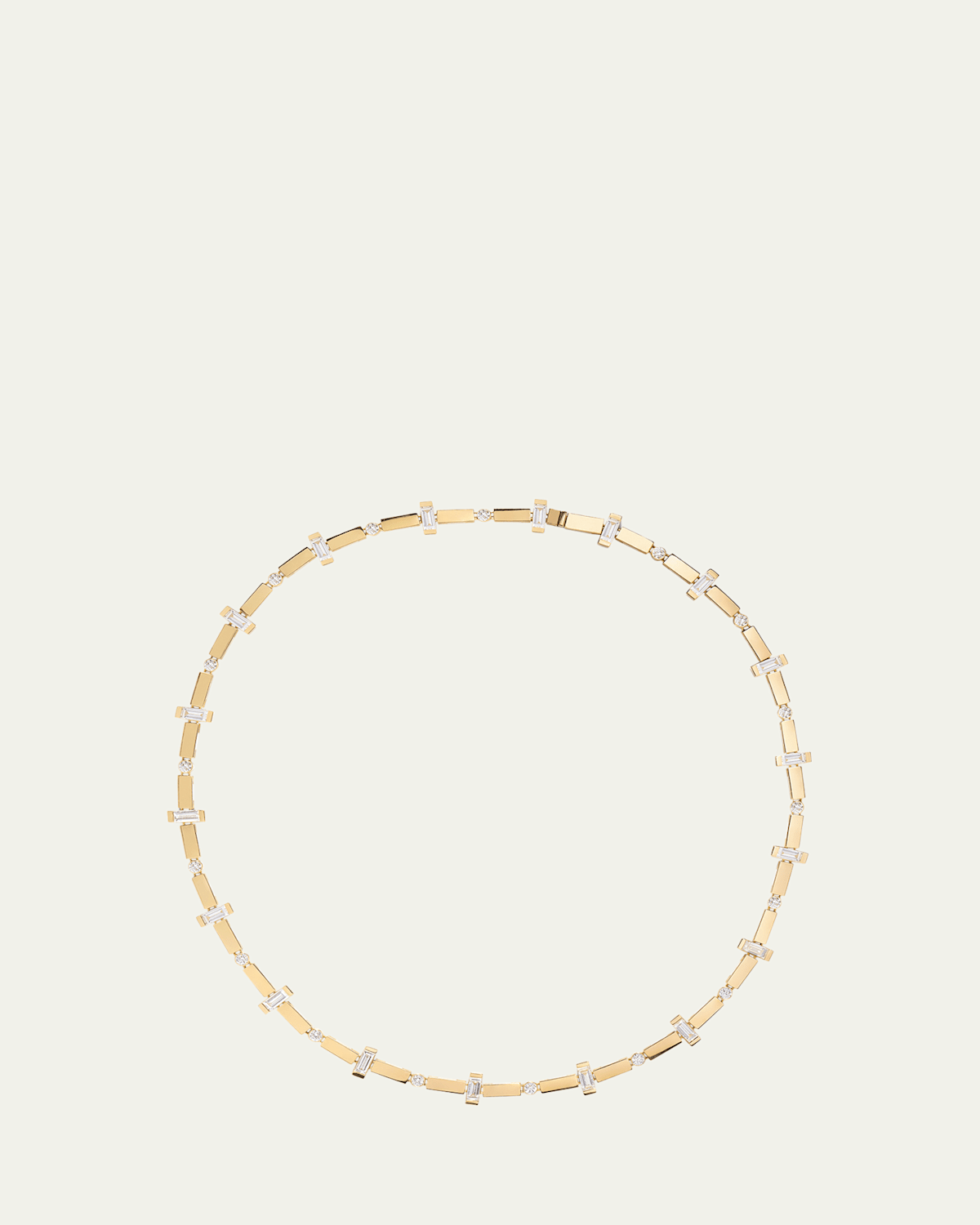 18K Yellow Gold Scattered Bar and Diamond Tennis Necklace