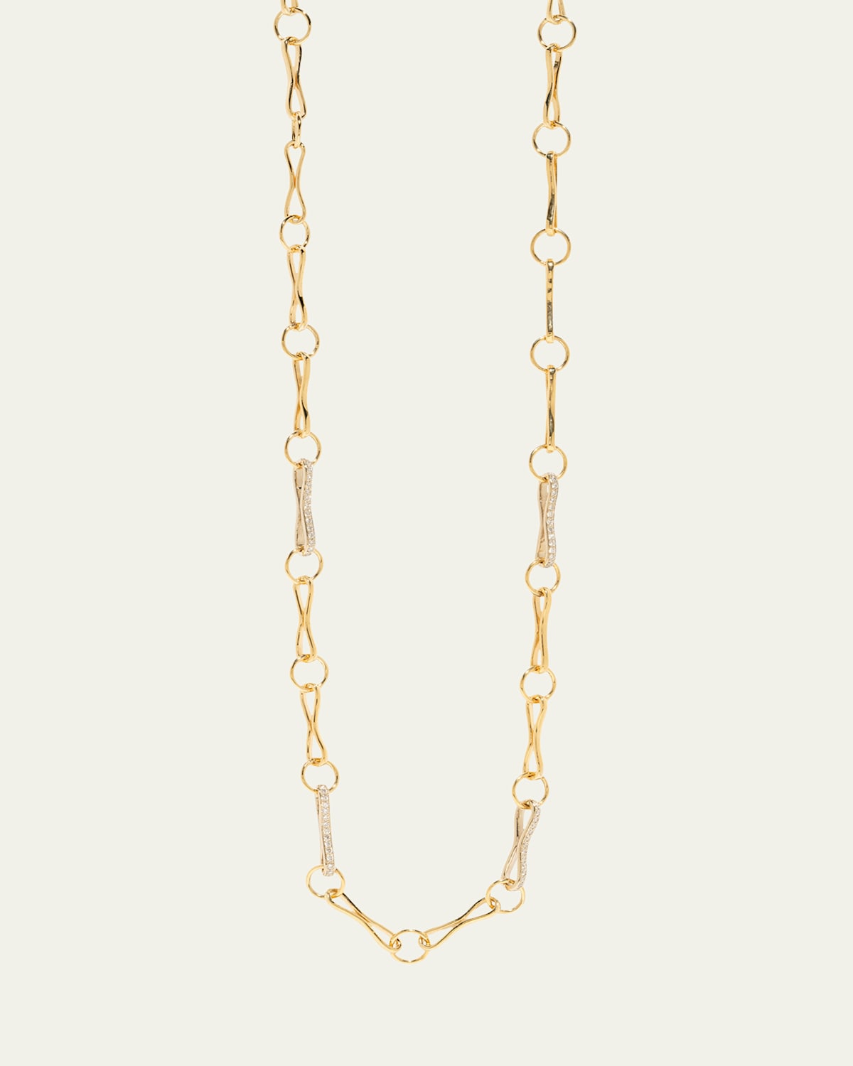 Large Motif Link Chain Necklace with Diamonds