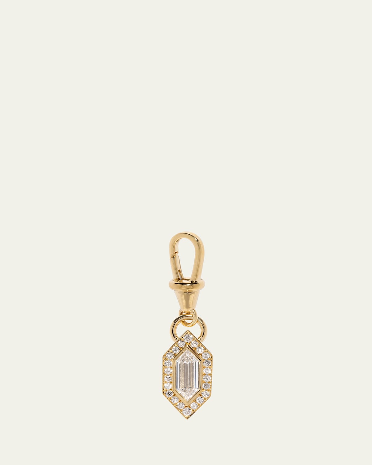 18K Yellow Gold Silhouette Elongated Hexagon Diamond Pendant
