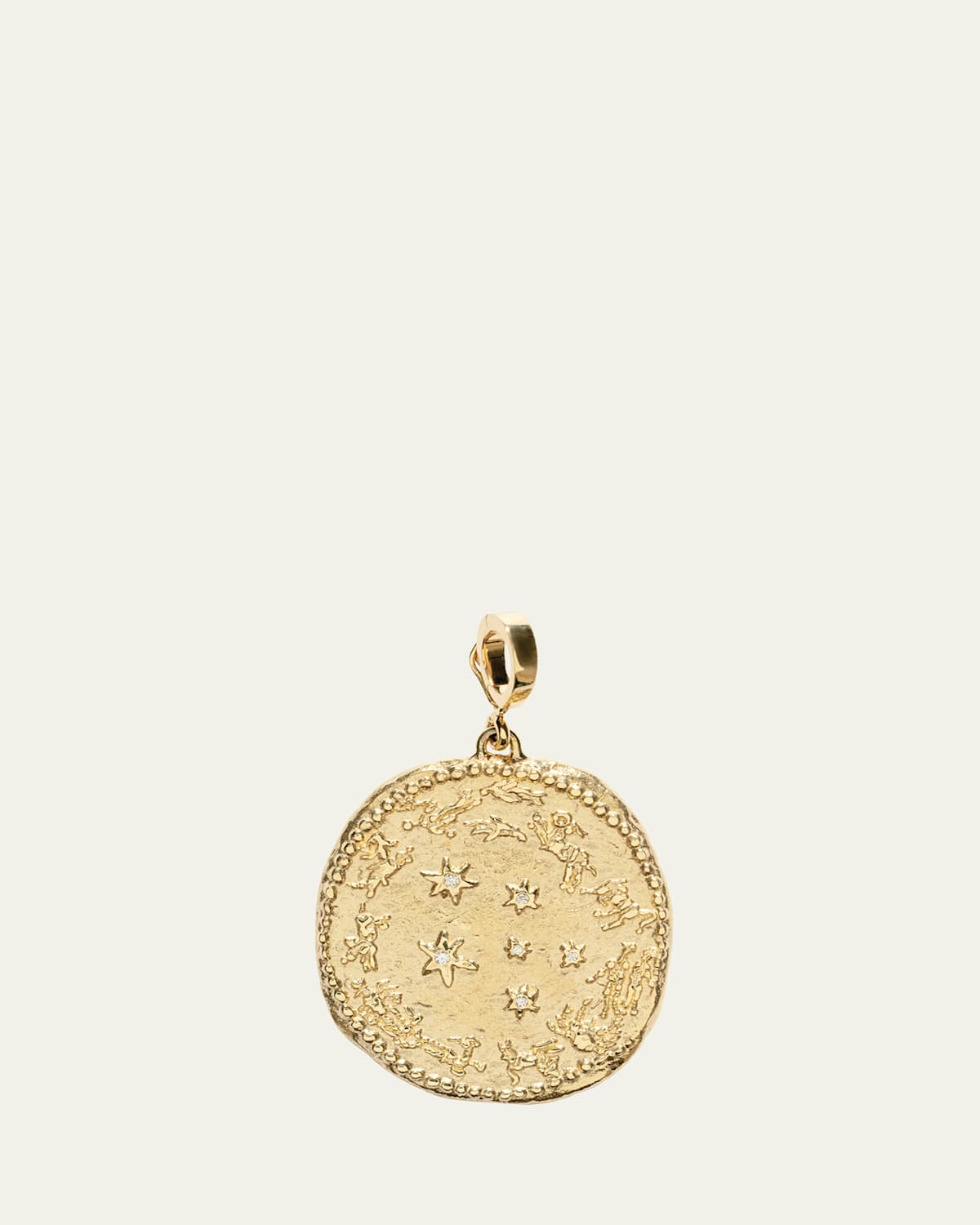 Zodiac Large Diamond Coin Charm Pendant