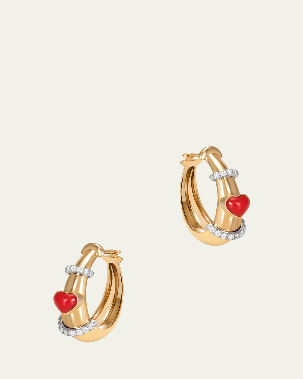 Buoy Diamond Heart Hoop Earrings