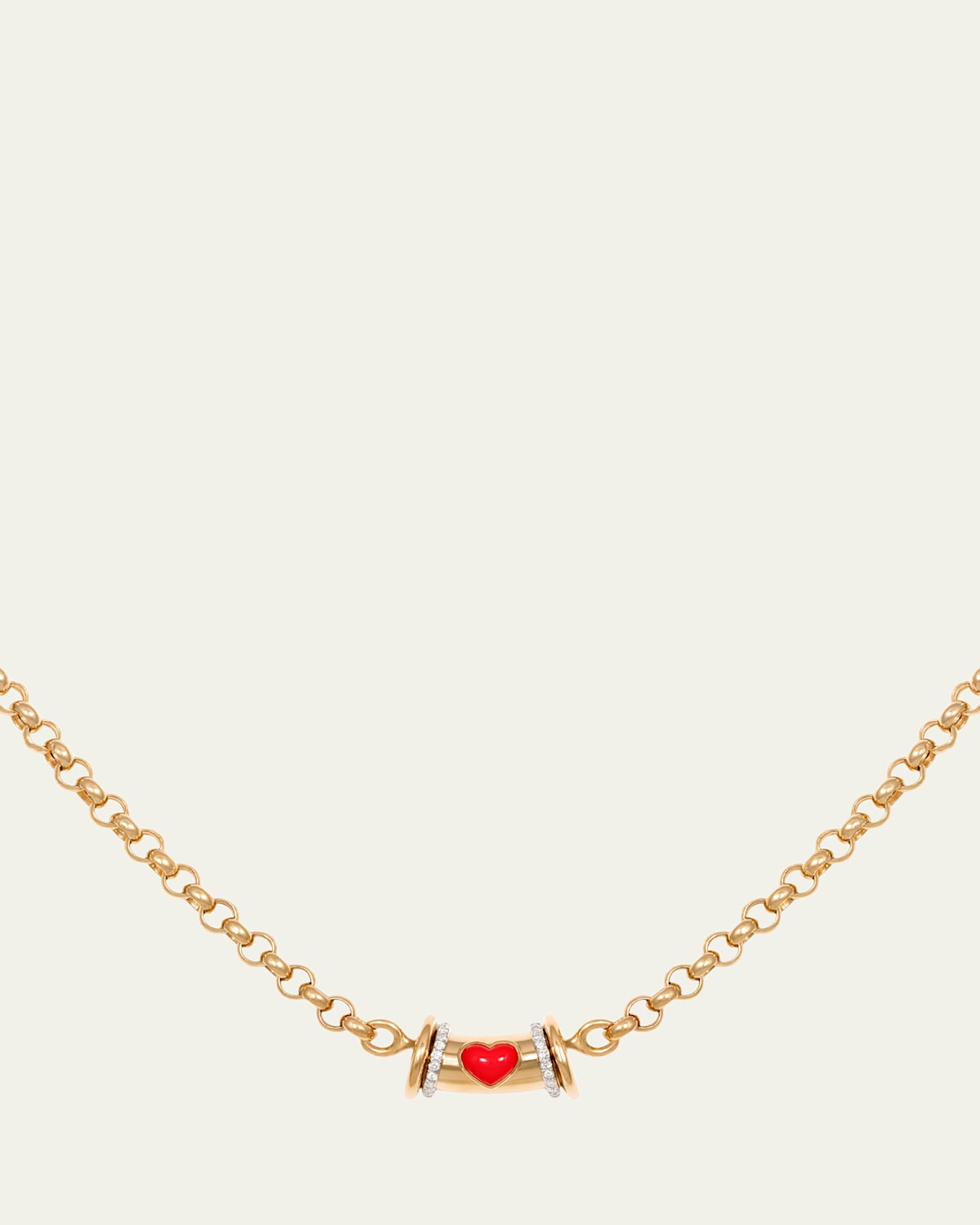 Warrior Venus Diamond and Coral Heart Pendant Necklace