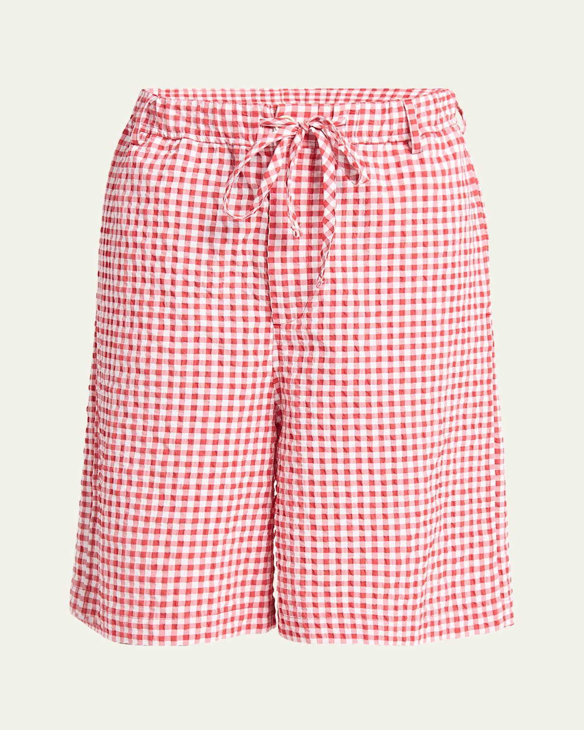 Marni Checked Seersucker Bermuda Shorts In Crimson