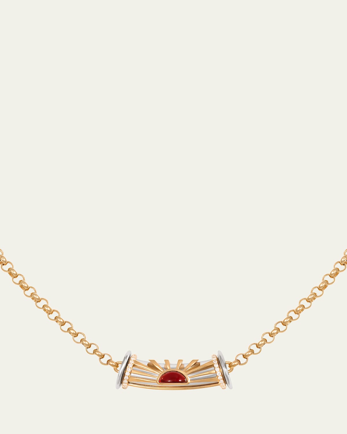 Warrior Dawn Diamond and Garnet Pendant Necklace