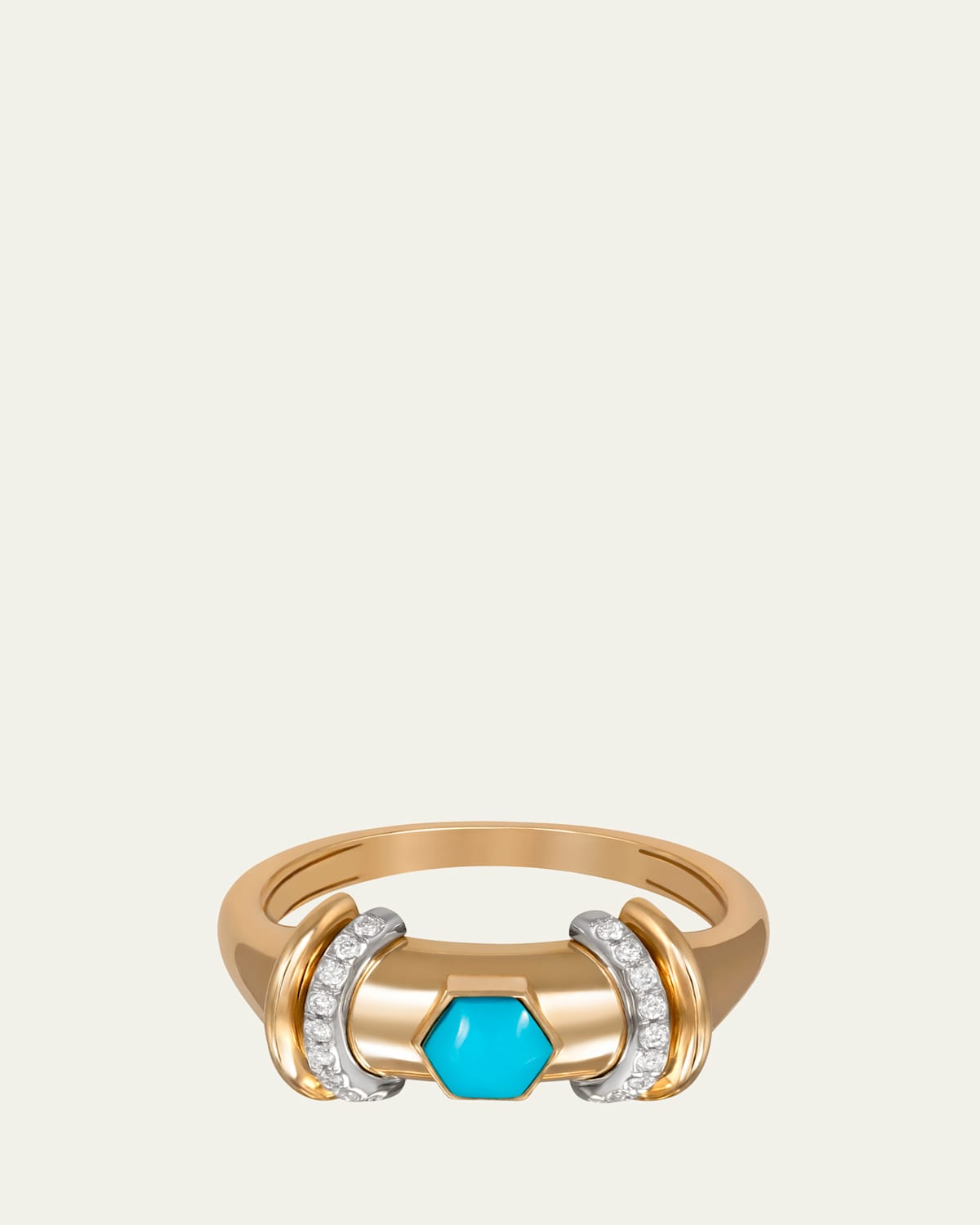 Warrior Hex Diamond and Turquoise Ring