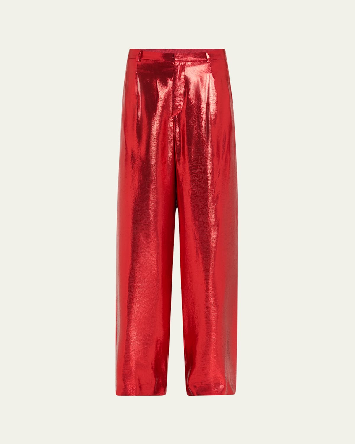 INDRESS SHINY METALLIC WIDE LEG PANTS 