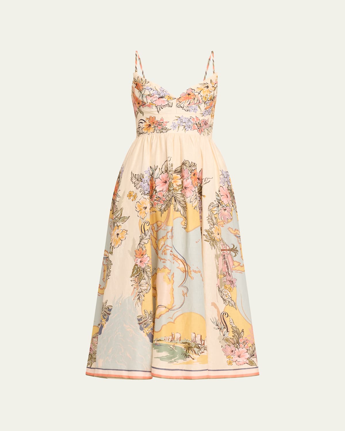 Shop Zimmermann Tallow Nautical Map Tucked Bodice Dress