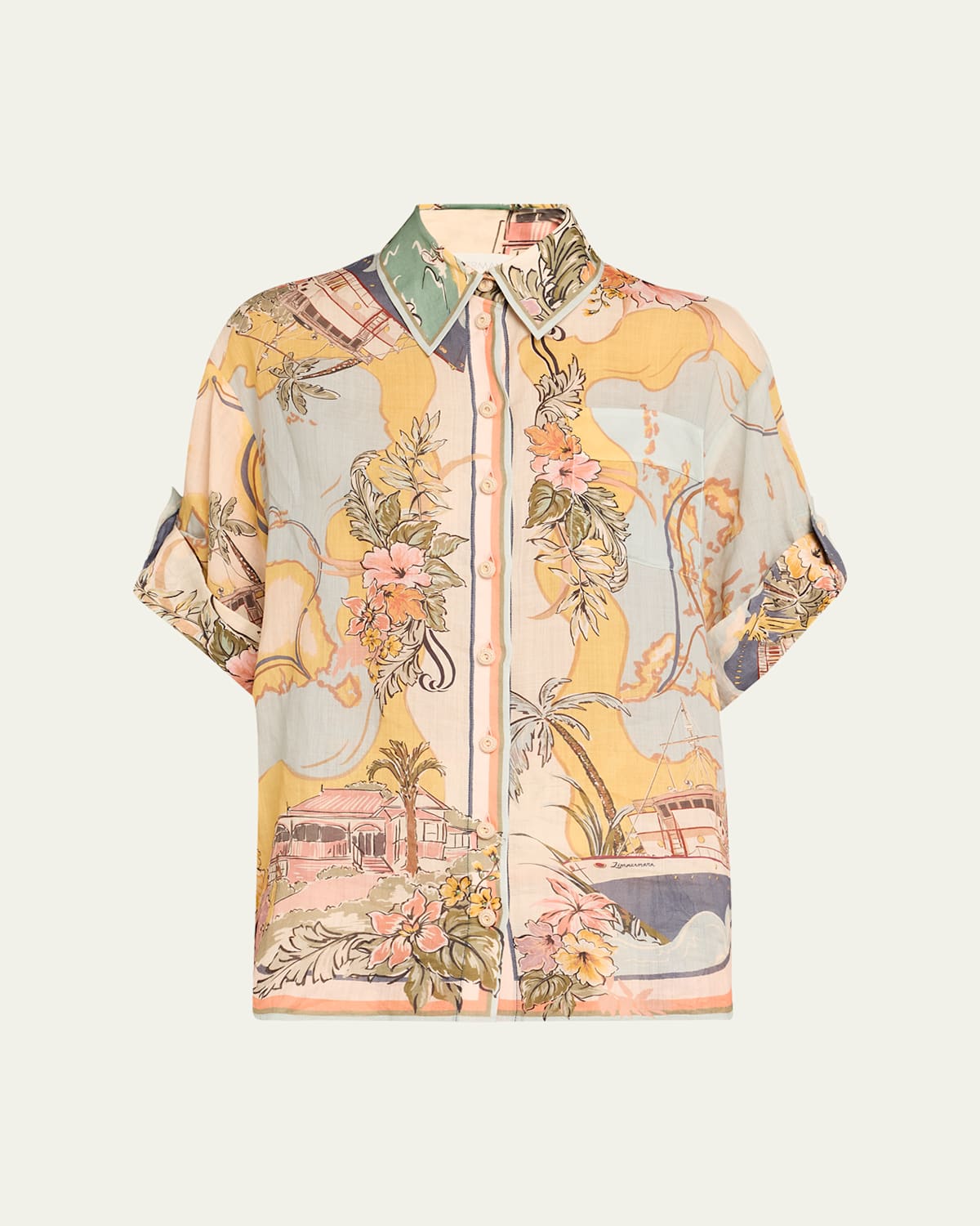 Shop Zimmermann Tallow Nautical Map Relaxed Shirt