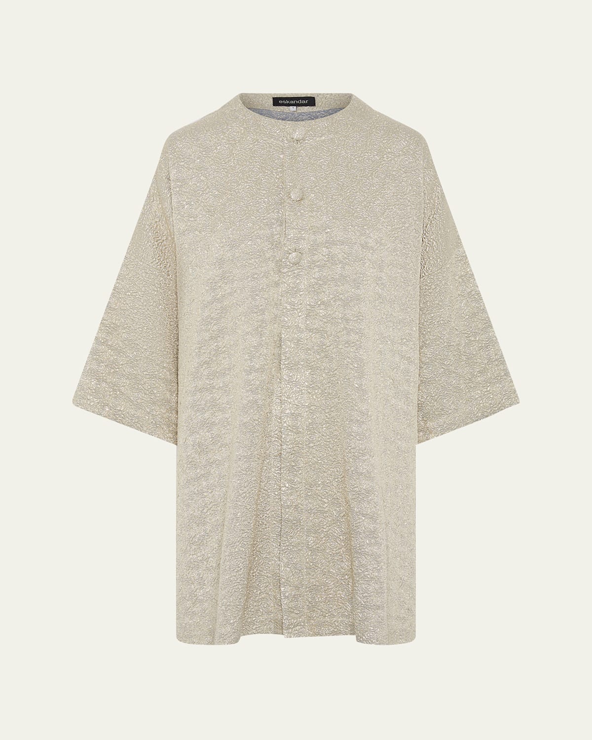 Eskandar Round-neck Chinese Jacket (very Long Length) In Champagne