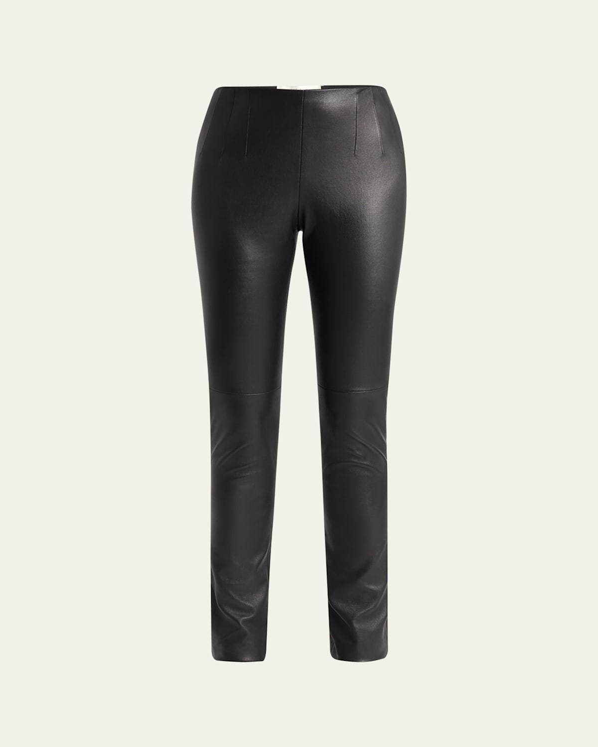 The Row Lakun Leather Skinny-leg Slit-hem Pants In Black