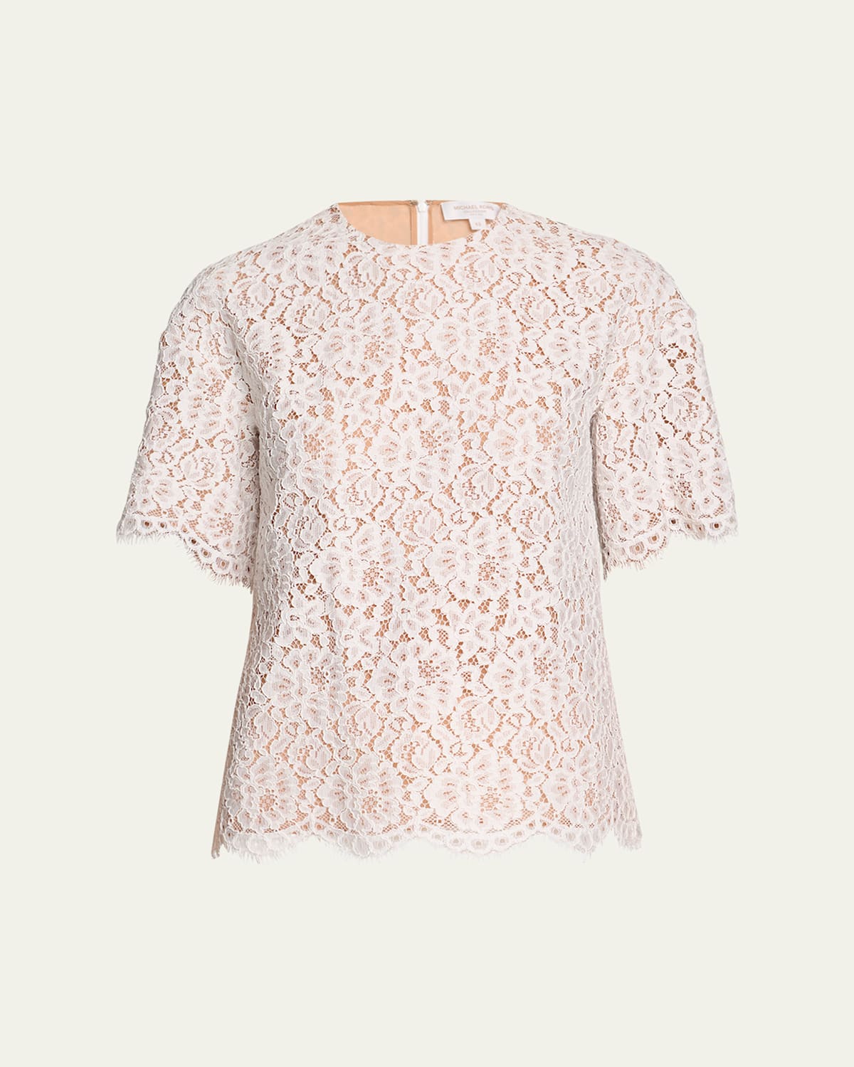 Michael Kors Lace Oversized Crewneck T-shirt In Optic Whit