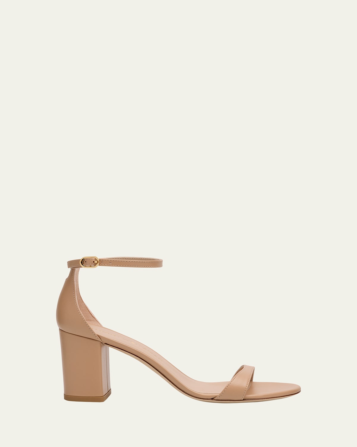 Stuart Weitzman Nudist Ii Leather Ankle-strap Sandals In Adobe