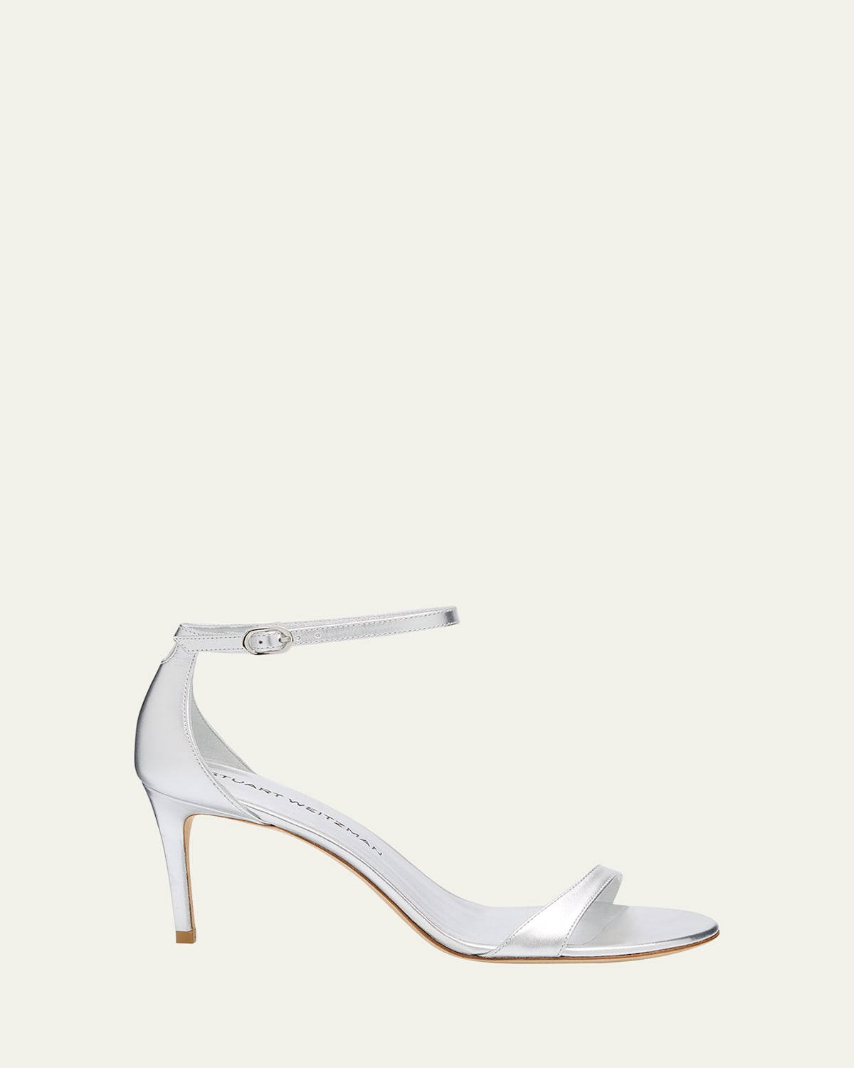 Stuart Weitzman Nudist Ii Metallic Ankle-strap Sandals In Silver