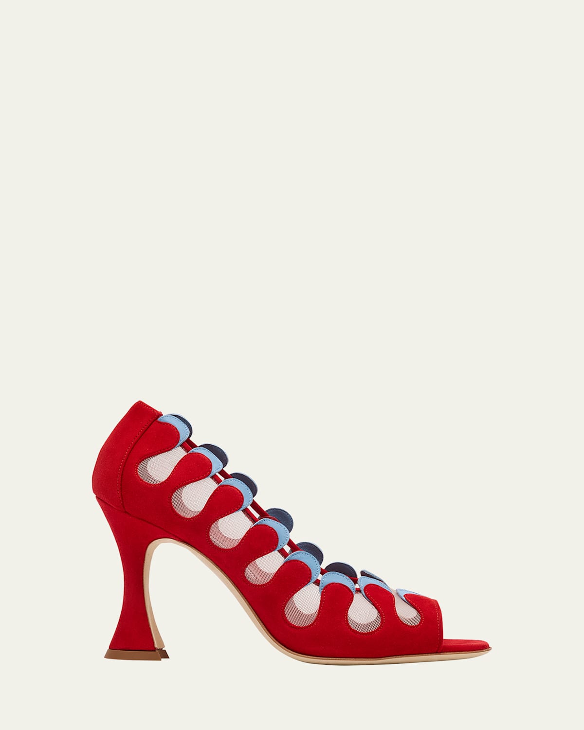 MANOLO BLAHNIK AZIZ KID SUEDE OPEN-TOE PUMPS 