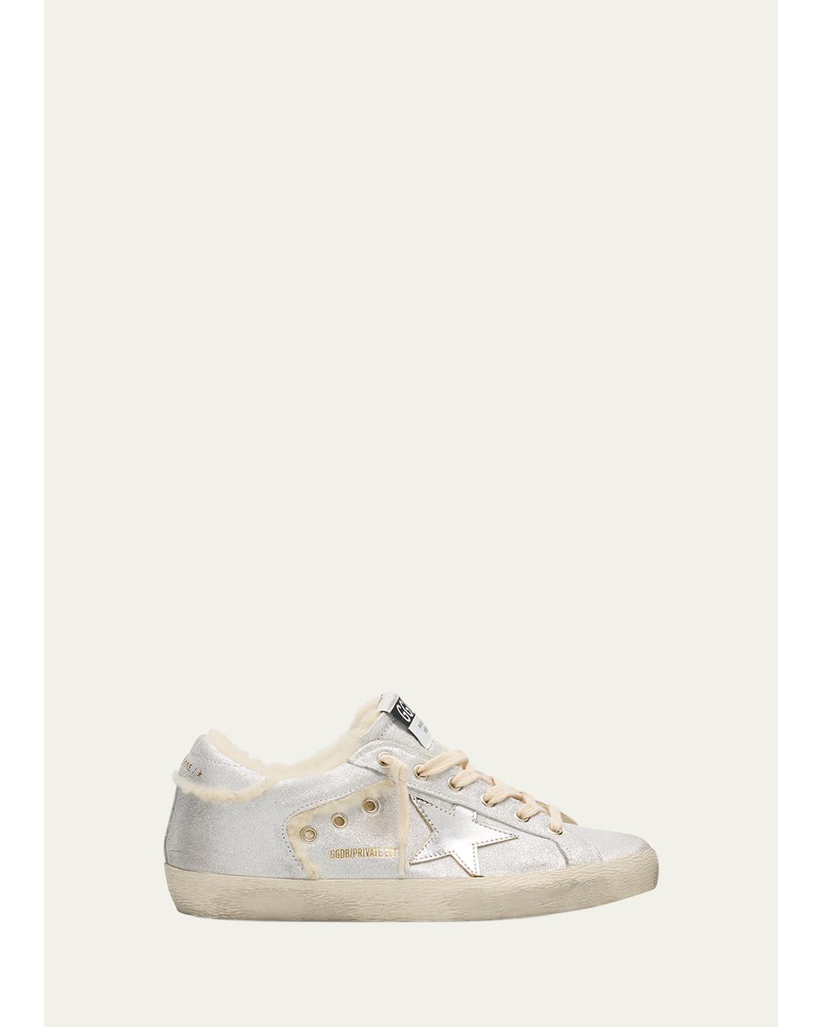 Super-Star Metallic Leather and Shearling Sneakers