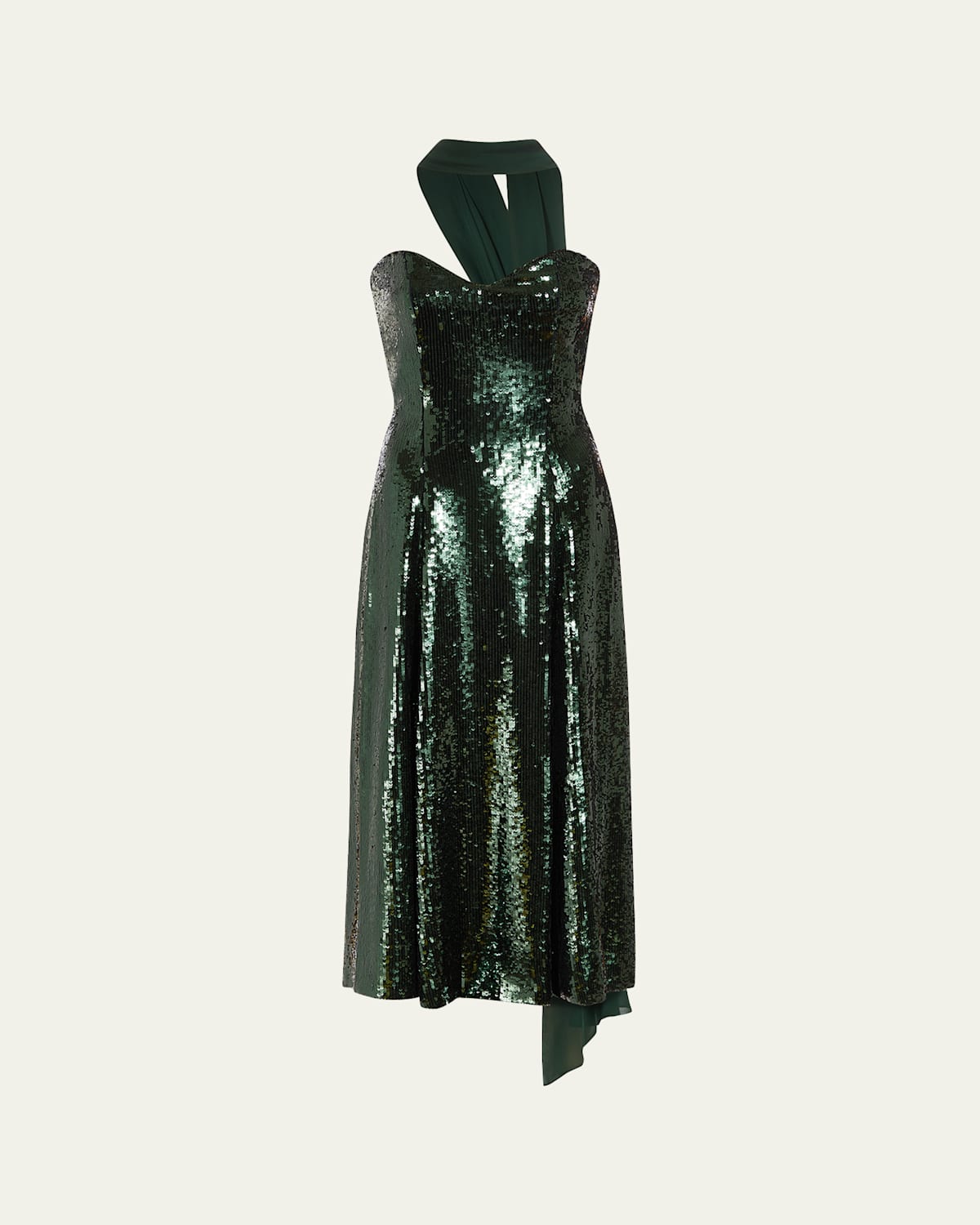 Veronica Sequined Strapless Dress With Neck Scarf