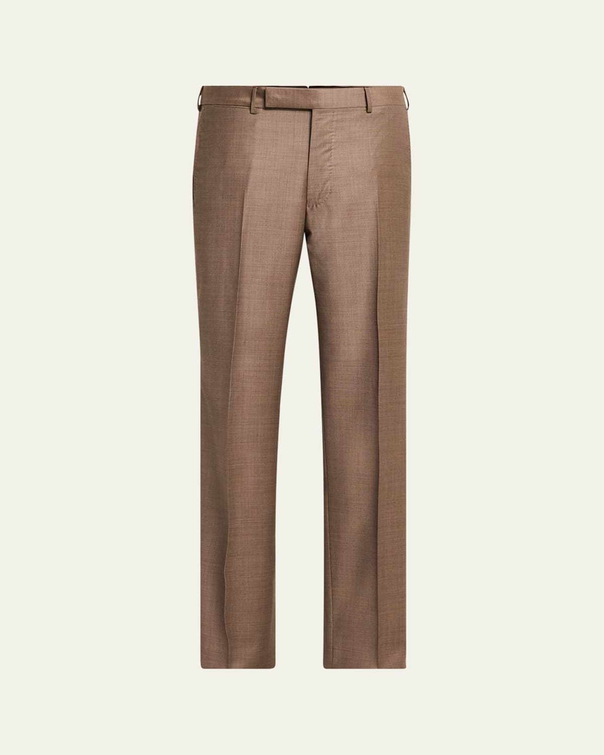 Zegna Men's Trofeo Sharkskin Flat-front Trousers In Md Brw Sld
