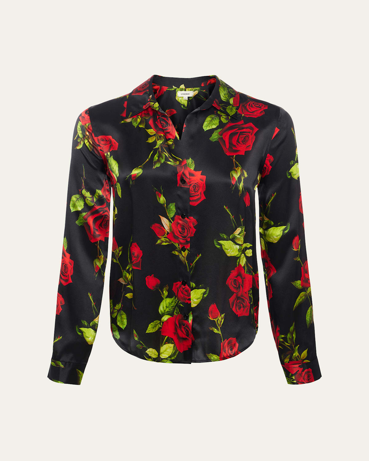 L AGENCE TYLER ROSE BUTTON-FRONT SILK BLOUSE 