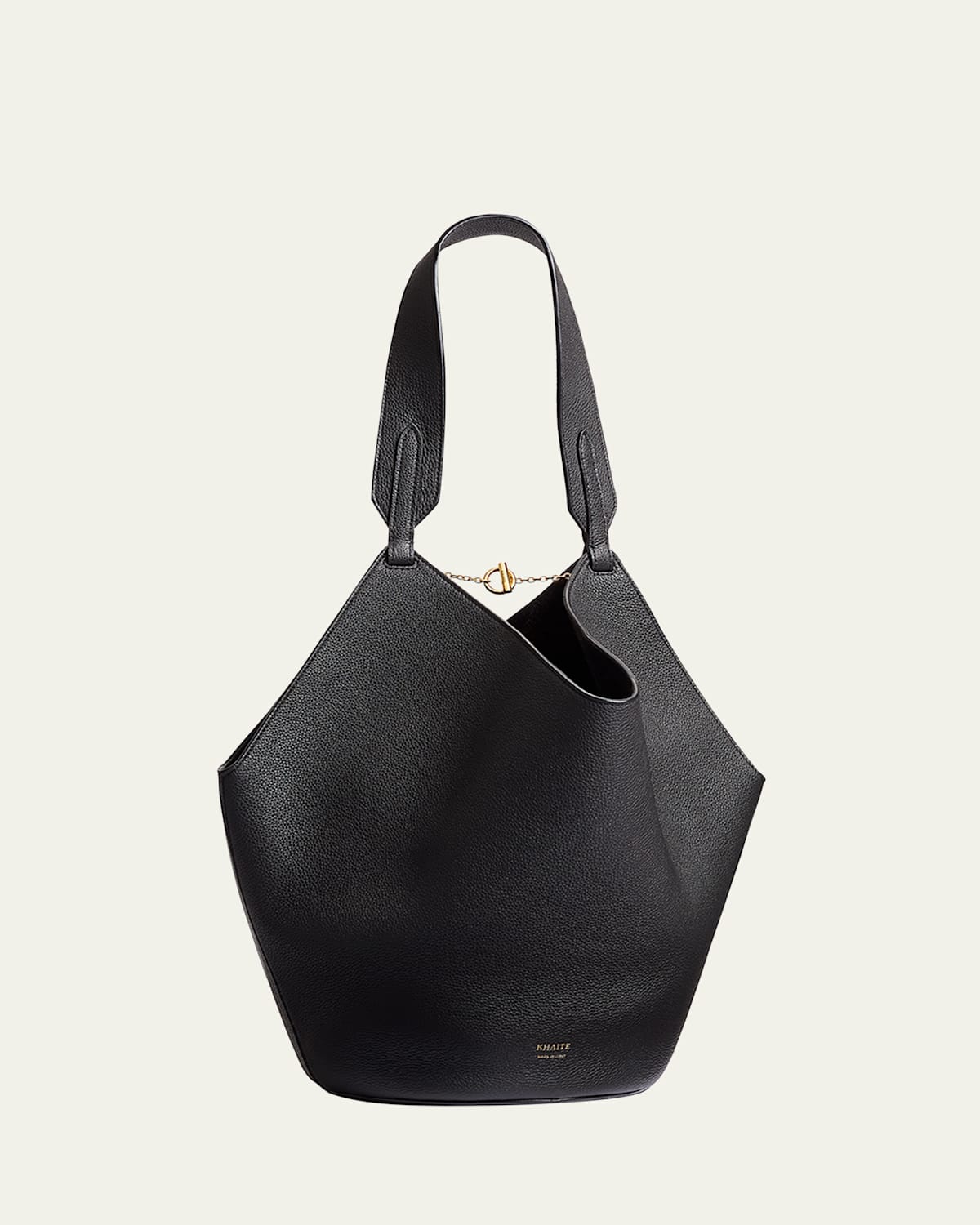 Khaite Small Lotus Leather Top Handle Bag In Black