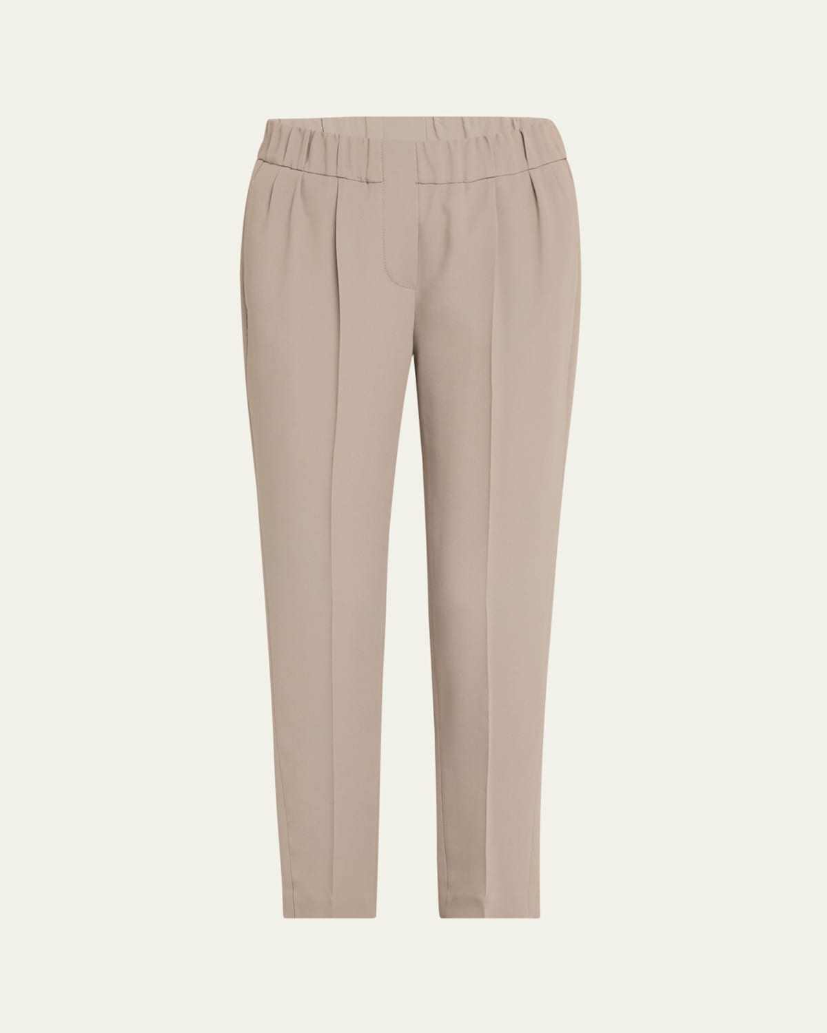 Brunello Cucinelli Straight-leg Ankle Silk Pull-on Pants In Medium Grey