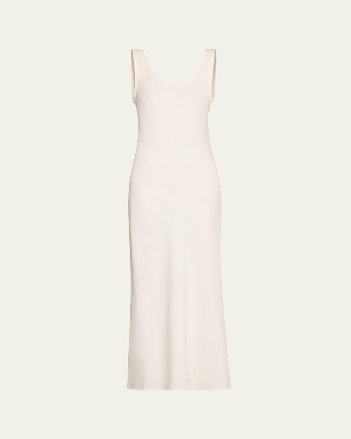 Brunello Cucinelli Monili Shoulder Fluid Linen Twill Tank Dress In White
