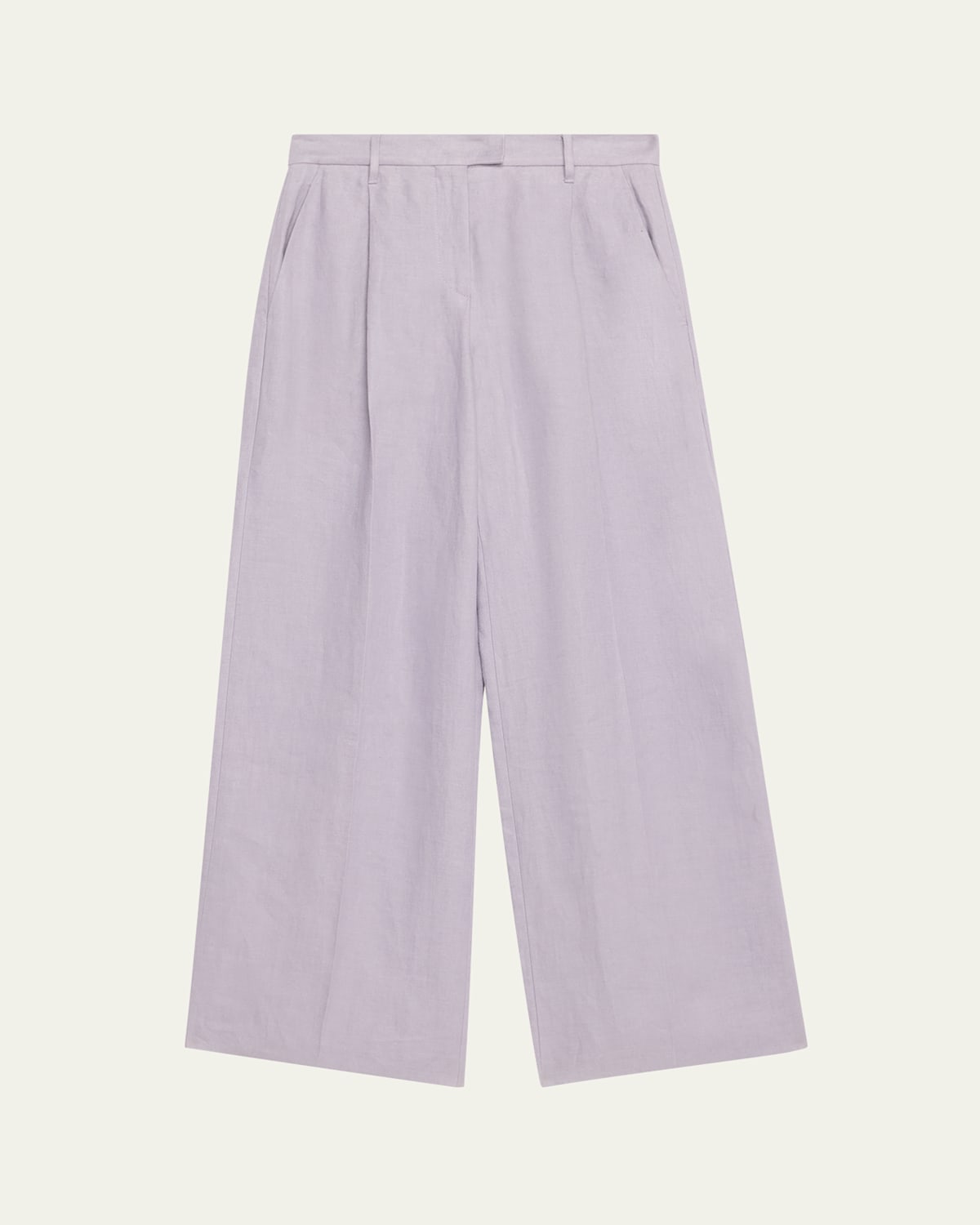 Brunello Cucinelli Pleated Wide Leg Hemp Linen Gabardine Trousers In Purple Ash